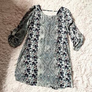 Boho Floral Indie Earthy Forest Cottage Core Prairie Flowy Open Back Tunic Dress